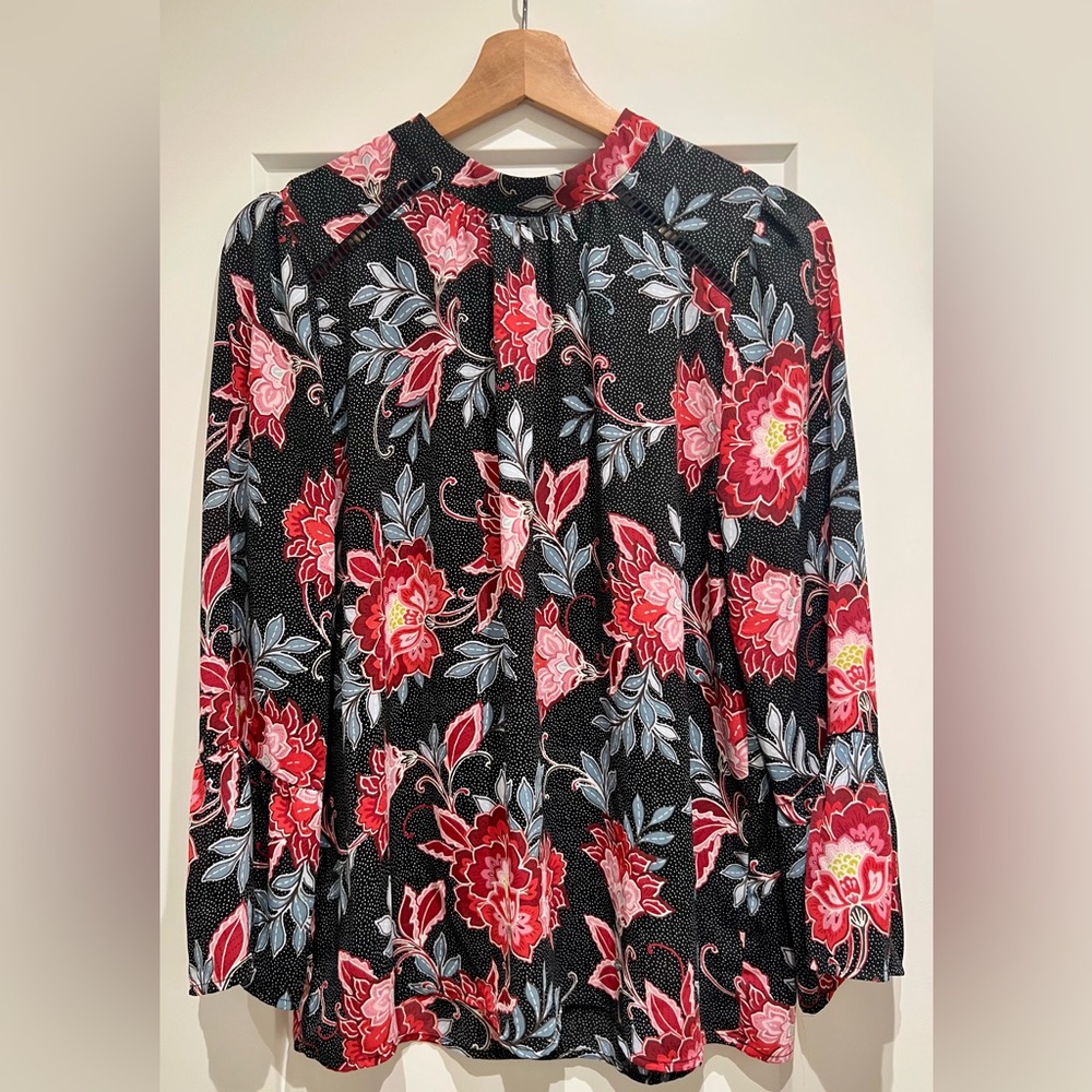 LOFT Black Floral Blouse